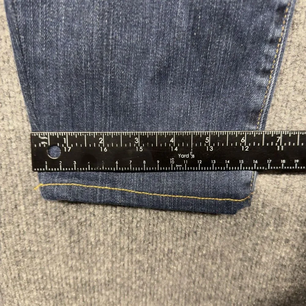 True Religion Ricky W/Flap Jeans Mens 38x26 Blue Relaxed Straight USA Short Hem